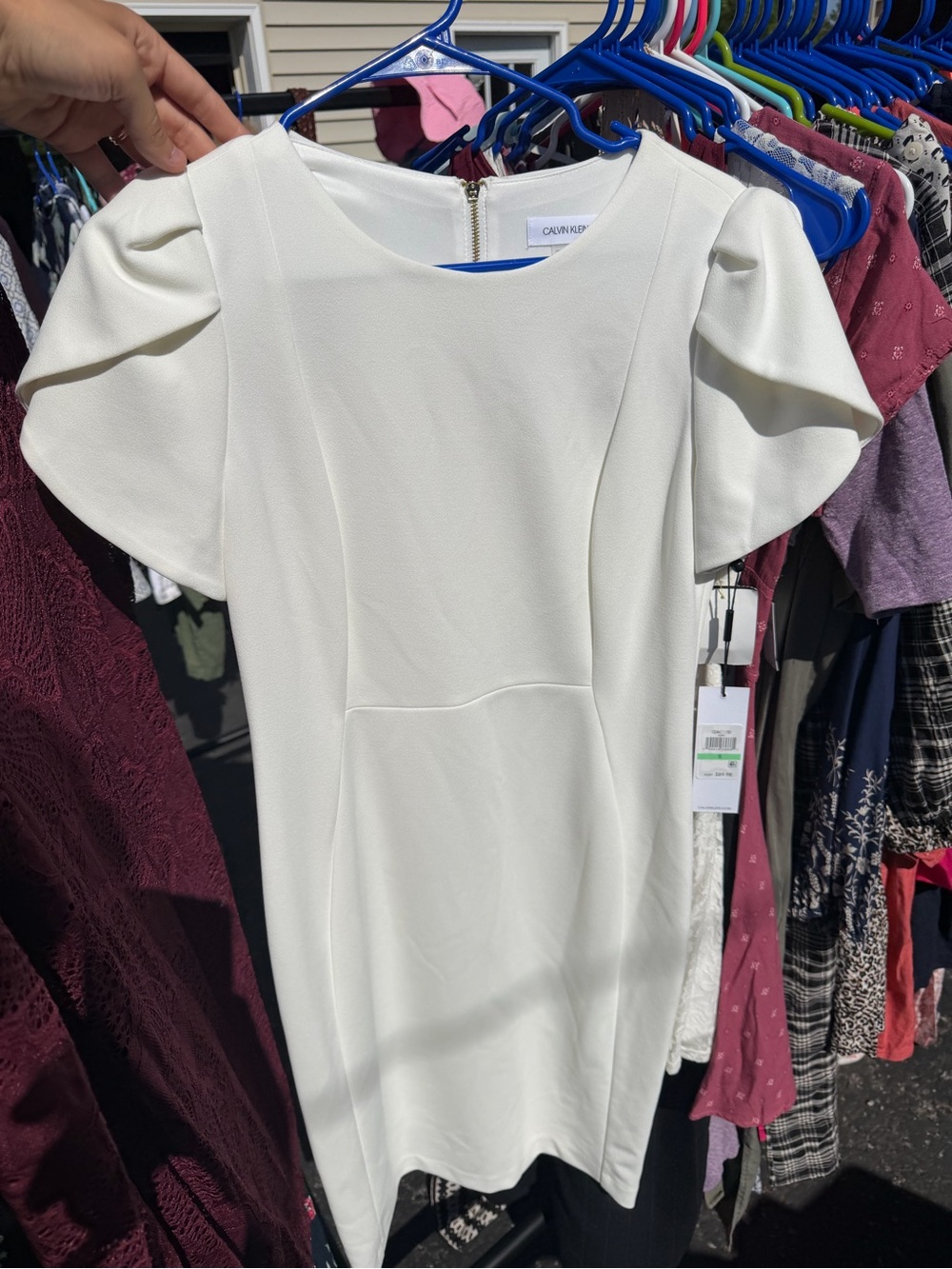 Calvin Klein White Dress with Gold Zipper Detail